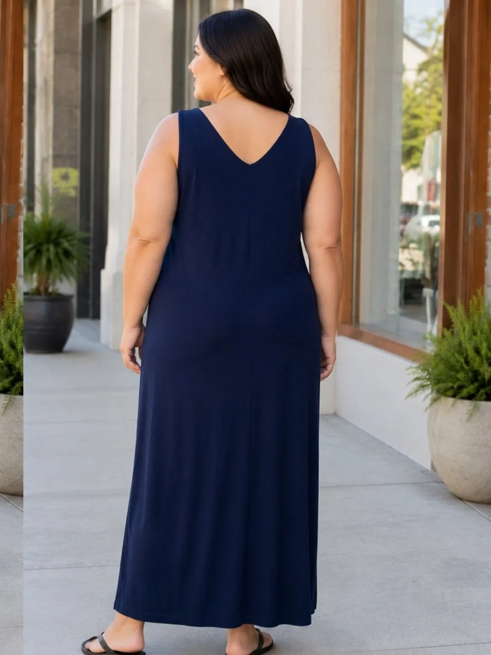 St. John's Bay Sleeveless V-Neck Maxi Dress - Navy Blue